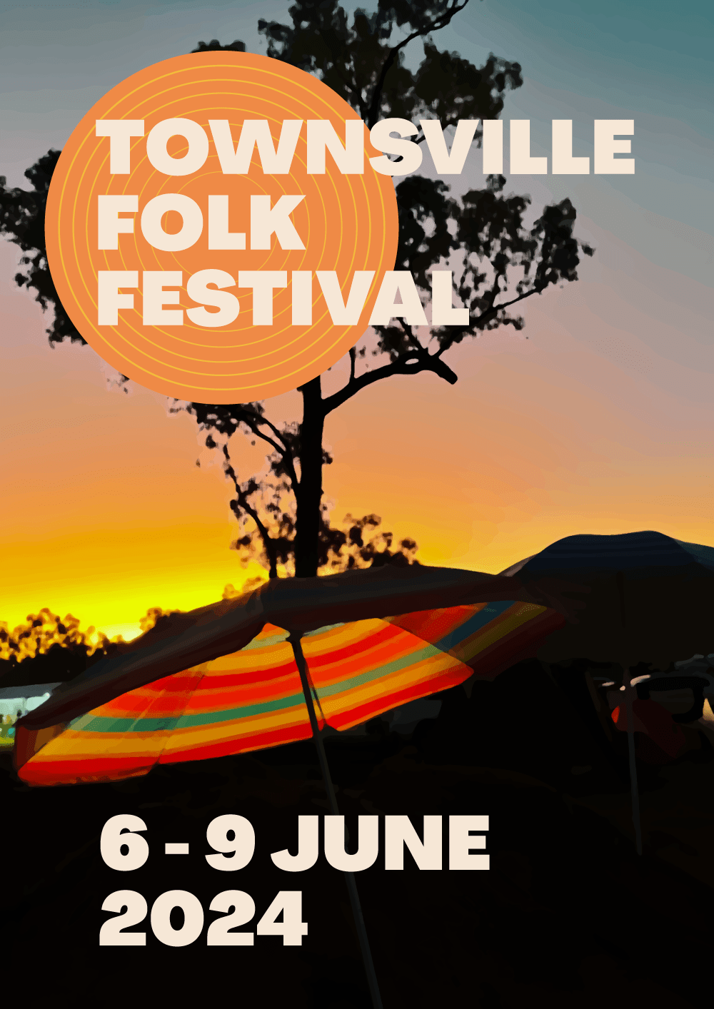 UmbrellasTFFEnhancedSRTFF2025Poster Townsville Folk Festival