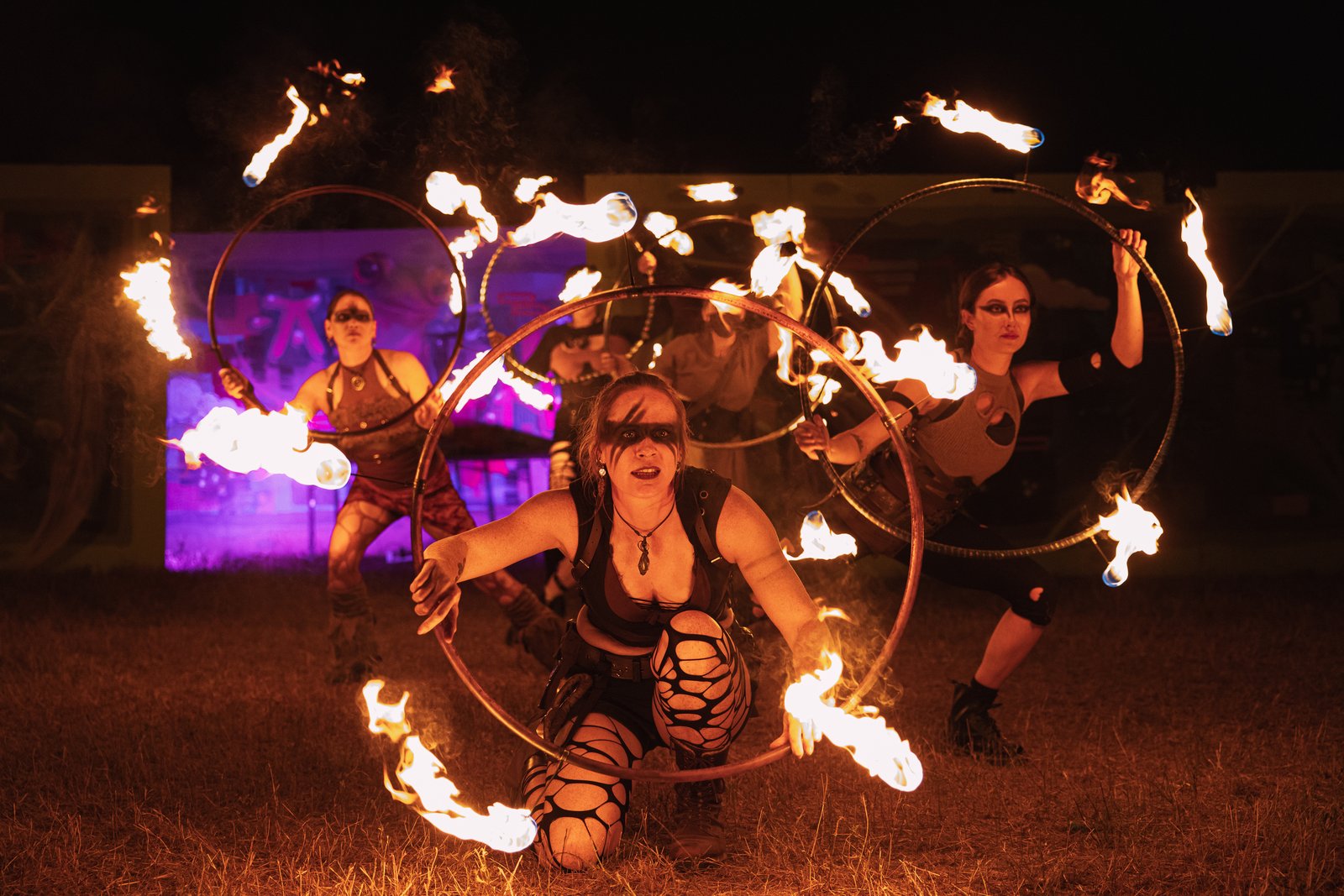 Circus Alabanza fire hoop performance at Townsville Folk Festival 2026